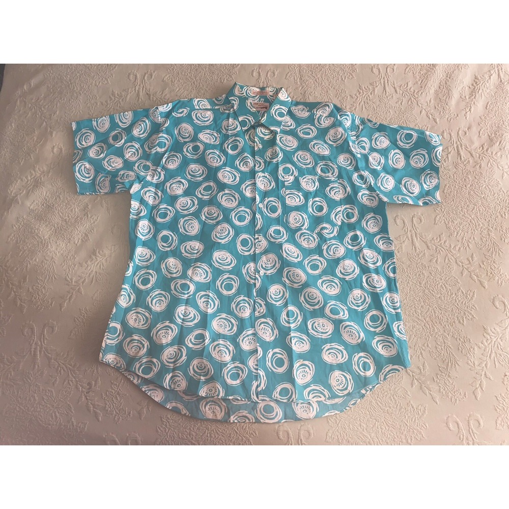 Vintage 80s Shirt FOX Collection Turquoise Button Down Men's XL 17" Neck EXC